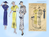 Vogue 6999: 1930s Chic Misses Street Dress Sz 38 Bust Vintage Sewing Pattern