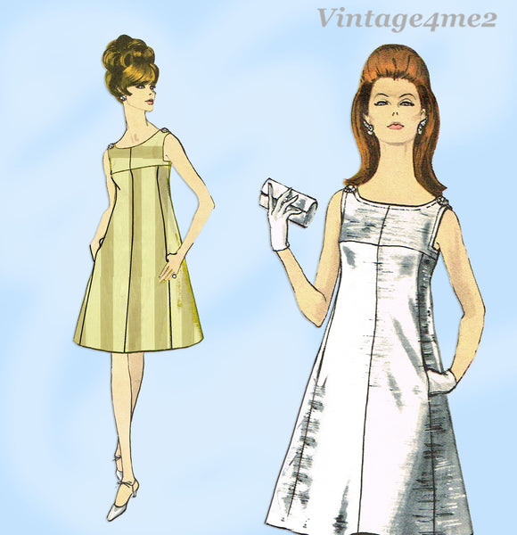 Vogue 7047: 1960s Uncut Misses Flared Cocktail Dress 36B Vintage Sewing Pattern