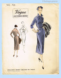 Vogue Couturier Design 706: 1950s Misses Street Dress 30 B Vintage Sewing Pattern