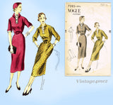 Vogue 7285: 1950s Stylish Misses Street Dress Size 32 B Vintage Sewing Pattern