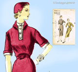 Vogue 7285: 1950s Stylish Misses Street Dress Size 32 B Vintage Sewing Pattern