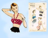 1950s Vintage Vogue Sewing Pattern 7385 Rare Misses Beach Bra Top Sz 32 B