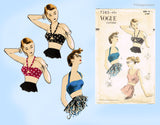 1950s Vintage Vogue Sewing Pattern 7385 Rare Misses Beach Bra Top Sz 32 B