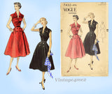 Vogue 7432:  1950s Uncut Misses Street Dress Size 34 Bust Vintage Sewing Pattern