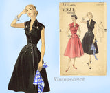 Vogue 7432:  1950s Uncut Misses Street Dress Size 34 Bust Vintage Sewing Pattern