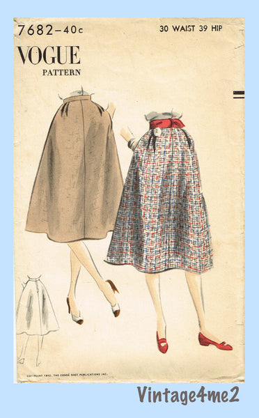 Vogue 7682: 1950s Easy Misses Skirt Sz 30 Waist Vintage Sewing Pattern