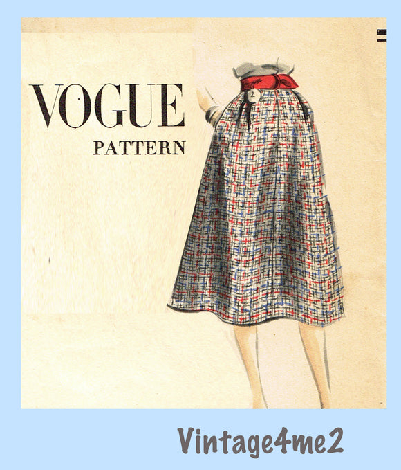Vogue 7682: 1950s Easy Misses Skirt Sz 30 Waist Vintage Sewing Pattern