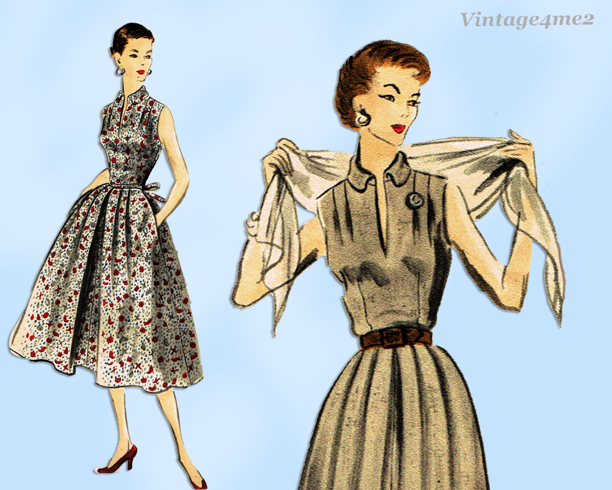 Vogue 7685: 1950s Misses Sleeveless Sun Dress Vintage Sewing