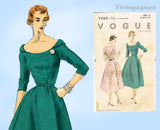 Vogue 7989: 1950s Misses Cocktail Dress Size 32 Bust Vintage Sewing Pattern