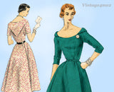 Vogue 7989: 1950s Misses Cocktail Dress Size 32 Bust Vintage Sewing Pattern