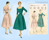 Vogue 7989: 1950s Misses Cocktail Dress Size 32 Bust Vintage Sewing Pattern