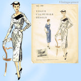 Vogue Couturier Design 799: 1950s Misses Street Dress 36B Vintage Sewing Pattern