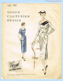 Vogue Couturier Design 799: 1950s Misses Street Dress 36B Vintage Sewing Pattern