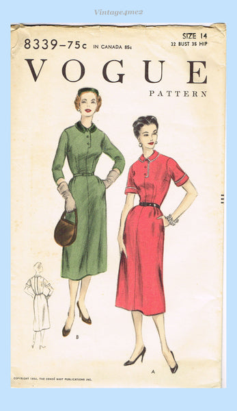 Vogue 8339: 1950s Classic Uncut Misses Dress Vintage Sewing Pattern – Vintage4me2 Vogue 8339: 1950s Classic Uncut Misses Dress Vintage Sewing Pattern – Vintage4me2