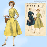 Vogue 8438: 1950s Stylish Misses Street Dress Sz 30 B Vintage Sewing Pattern