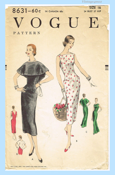 Vogue 8631: 1950s Uncut Misses Evening Gown Vintage Sewing Pattern –  Vintage4me2