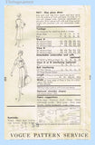 Vogue 9411: 1950s Misses Street Dress Size 36 Bust Vintage Sewing Pattern