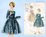 Vogue 9712: 1950s Stunning Women's Dress Sz 36 B Vintage Sewing Pattern