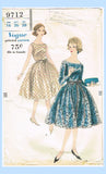 Vogue 9712: 1950s Stunning Women's Dress Sz 36 B Vintage Sewing Pattern