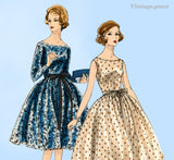 Vogue 9712: 1950s Stunning Women's Dress Sz 36 B Vintage Sewing Pattern