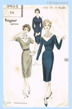 Vogue 9854: 1950s Lovely Misses Slender Dress Sz 36 B Vintage Sewing Pattern