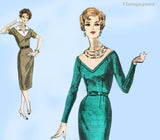 Vogue 9854: 1950s Lovely Misses Slender Dress Sz 36 B Vintage Sewing Pattern