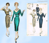 Vogue 9854: 1950s Lovely Misses Slender Dress Sz 36 B Vintage Sewing Pattern