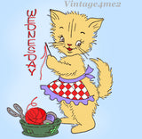 1950s Workbasket Embroidery Transfer 5 Darlin DOW Perky Kitty Uncut ORIGINAL