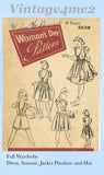 1940s Vintage Womans World Sewing Pattern 3238 Little Girls Sun Suit Set Sz 8