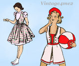 1940s Vintage Womans World Sewing Pattern 3238 Little Girls Sun Suit Set Sz 8
