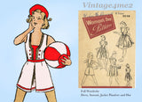 1940s Vintage Womans World Sewing Pattern 3238 Little Girls Sun Suit Set Sz 8