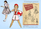 1940s Vintage Womans World Sewing Pattern 3238 Little Girls Sun Suit Set Sz 8