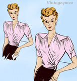 Weldon 157192: 1930s Uncut Misses Wrap Blouse Sz 34B Vintage Sewing Pattern