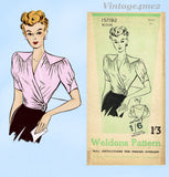 Weldon 157192: 1930s Uncut Misses Wrap Blouse Sz 34B Vintage Sewing Pattern