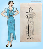 Anne Adams 2198: 1930s Lovely Misses Street Dress Sz 34 B Vintage Sewing Pattern