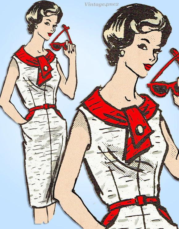 1960s Vintage Anne Adams Sewing Pattern 4504 Charming Misses Sheath Dress Sz 36 B