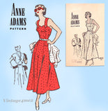Anne Adams 4833: 1940s Uncut Misses Sun Dress Size 34 B Vintage Sewing Pattern