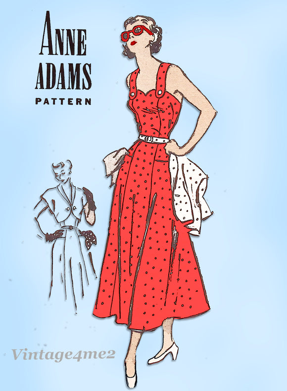 Anne Adams 4833: 1940s Uncut Misses Sun Dress Size 34 B Vintage Sewing Pattern