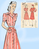 1940s Vintage Advance Sewing Pattern 2540 Plus Size WWII Womens Shirtwaist Dress 40 B