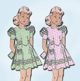 1940s Vintage Advance Sewing Pattern 2543 Cute Toddler Girls WWII Dress Size 4