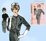 Advance 2768: 1960s Misses Sheath Dress & Jacket Sz 31 B Vintage Sewing Pattern