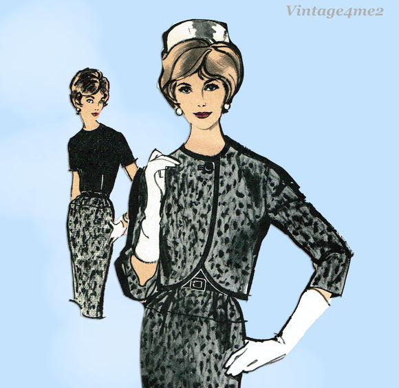 Advance 2768: 1960s Misses Sheath Dress & Jacket Sz 31 B Vintage Sewing Pattern
