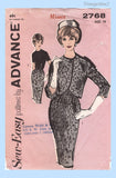 Original circa 1962 Advance Pattern No. 2768 - Misses' Dress and Jacket