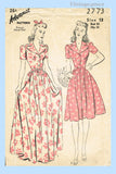1940s Vintage Advance Sewing Pattern 2773 Misses WWII Housecoat Size 30 Bust