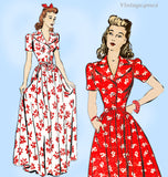 1940s Vintage Advance Sewing Pattern 2773 Misses WWII Housecoat Size 30 Bust