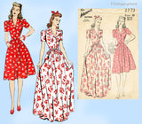 1940s Vintage Advance Sewing Pattern 2773 Misses WWII Housecoat Size 30 Bust