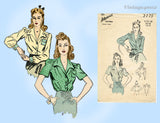 1940s Vintage Advance Sewing Pattern 2775 Lovely Misses WWII Blouse Sz 30 B