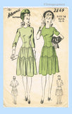 1940s Vintage Advance Sewing Pattern 2869 Misses WWII Scalloped Dress Sz 32 B