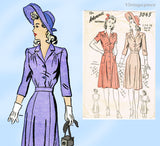 1940s Vintage Advance Sewing Pattern 3045 Misses WWII Day Dress Sz 30 Bust