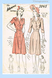 1940s Vintage Advance Sewing Pattern 3045 Misses WWII Day Dress Sz 30 Bust
